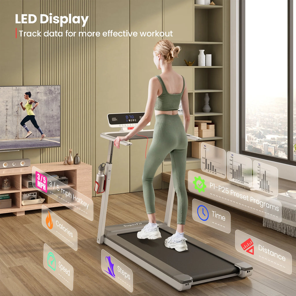 Folding Treadmill Adjustable Height Black Y908