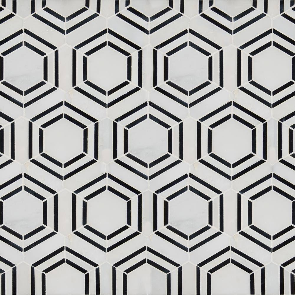 Polished Marble Mesh-Mounted Mosaic Tile X5592