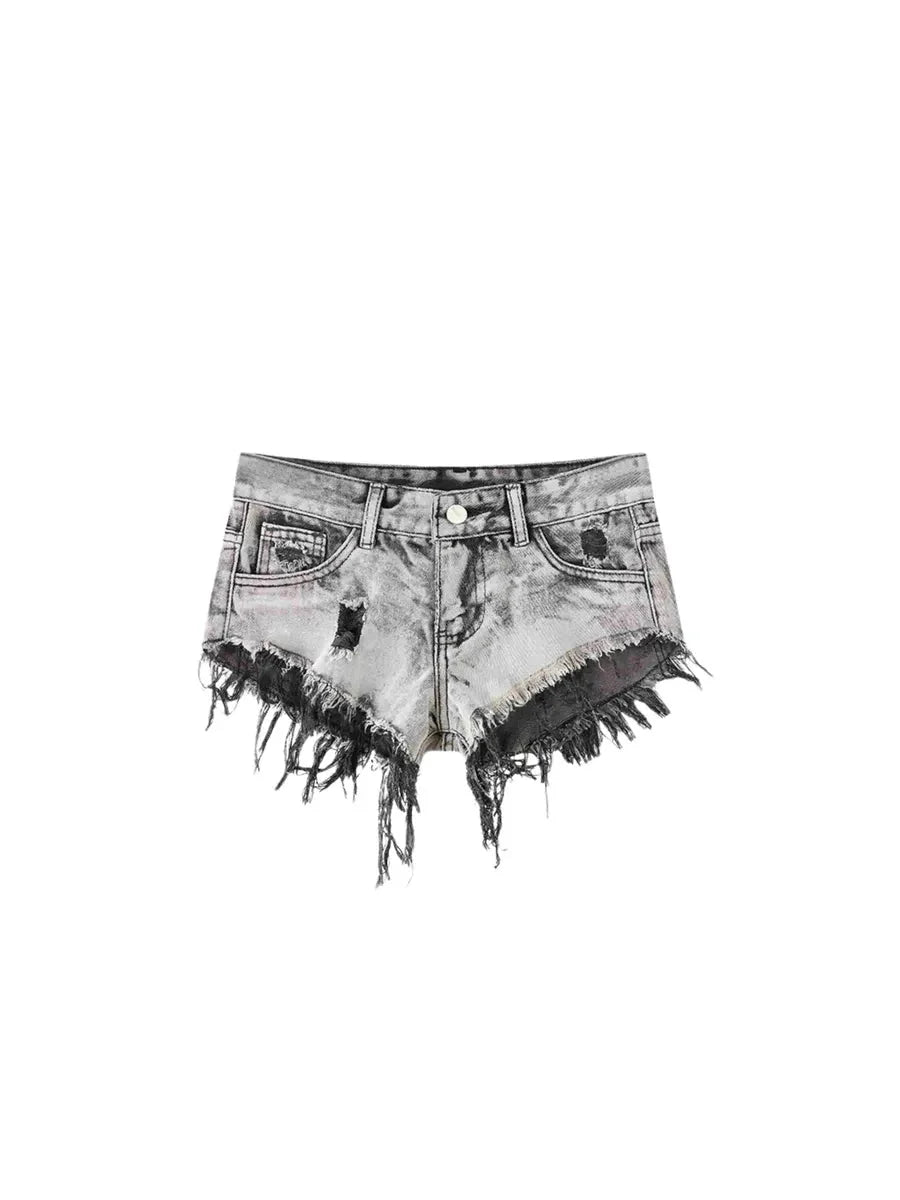 Distressed Ripped Denim Shorts A666591