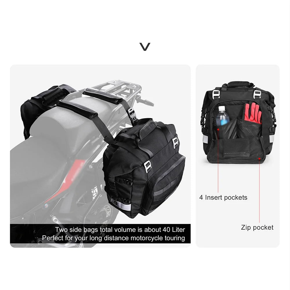 20L Polyester Motorcycle Side Saddle Bag with Removable Waterproof Inner Bag X216225