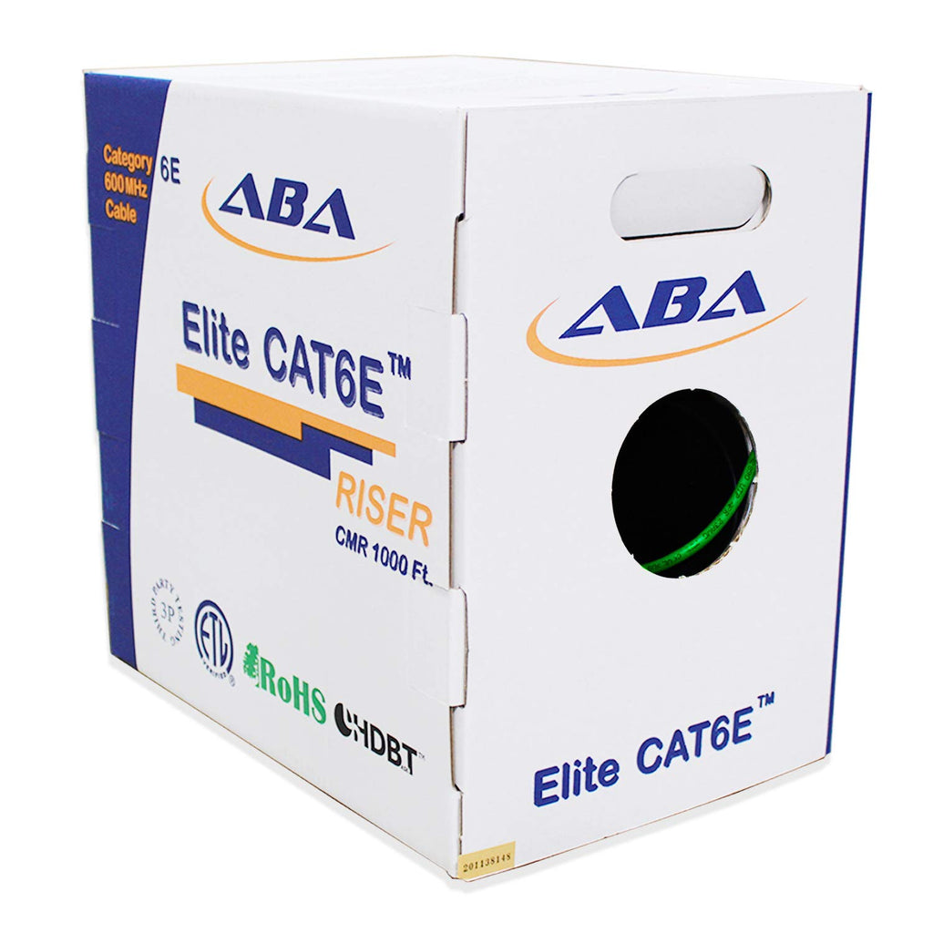 Cat6 CMR Riser Ethernet Cable 1000ft, 24AWG, Solid Bare Copper, 600MHz, Bulk LAN Cable D80193