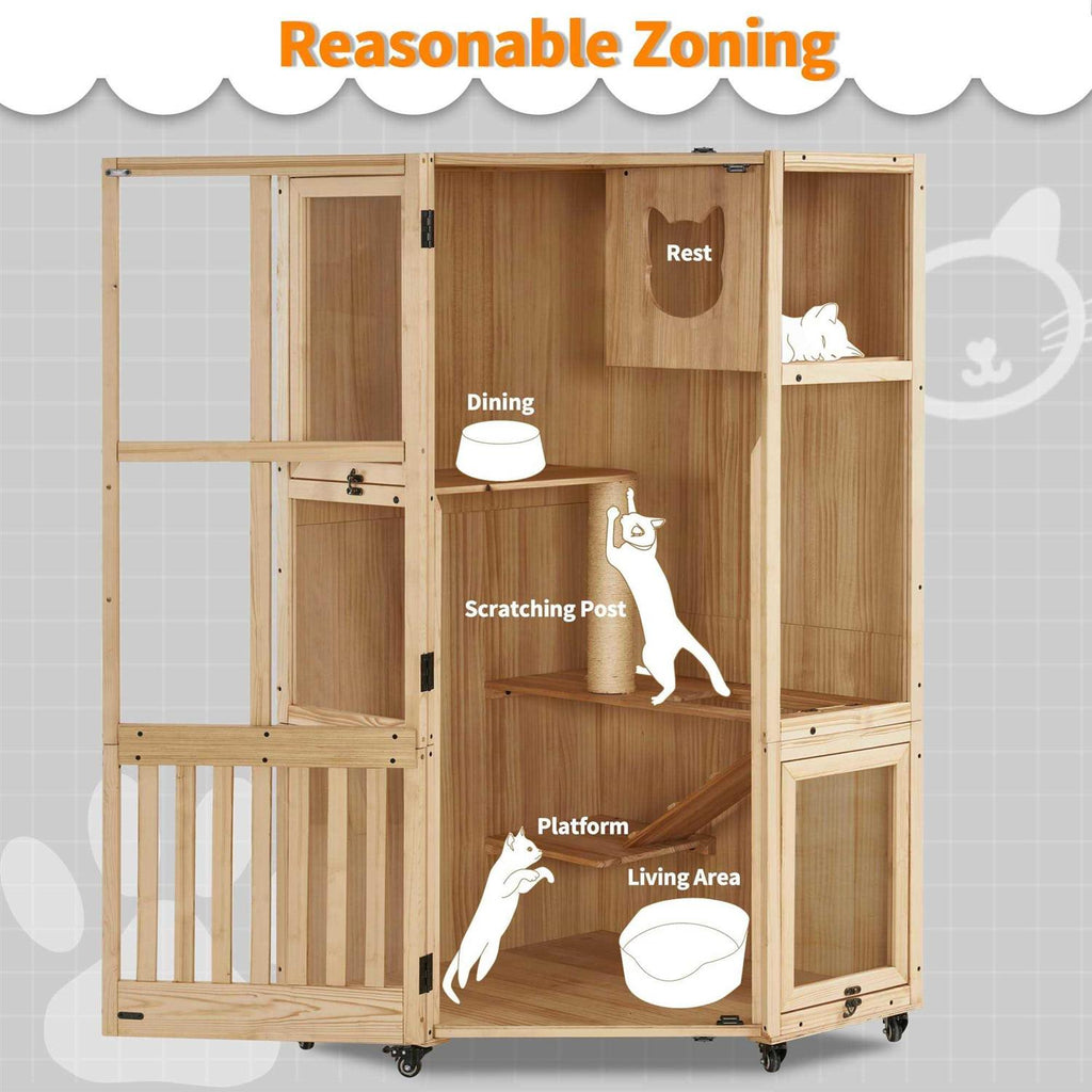 Large Corner Cat House with Scratching Post H73956