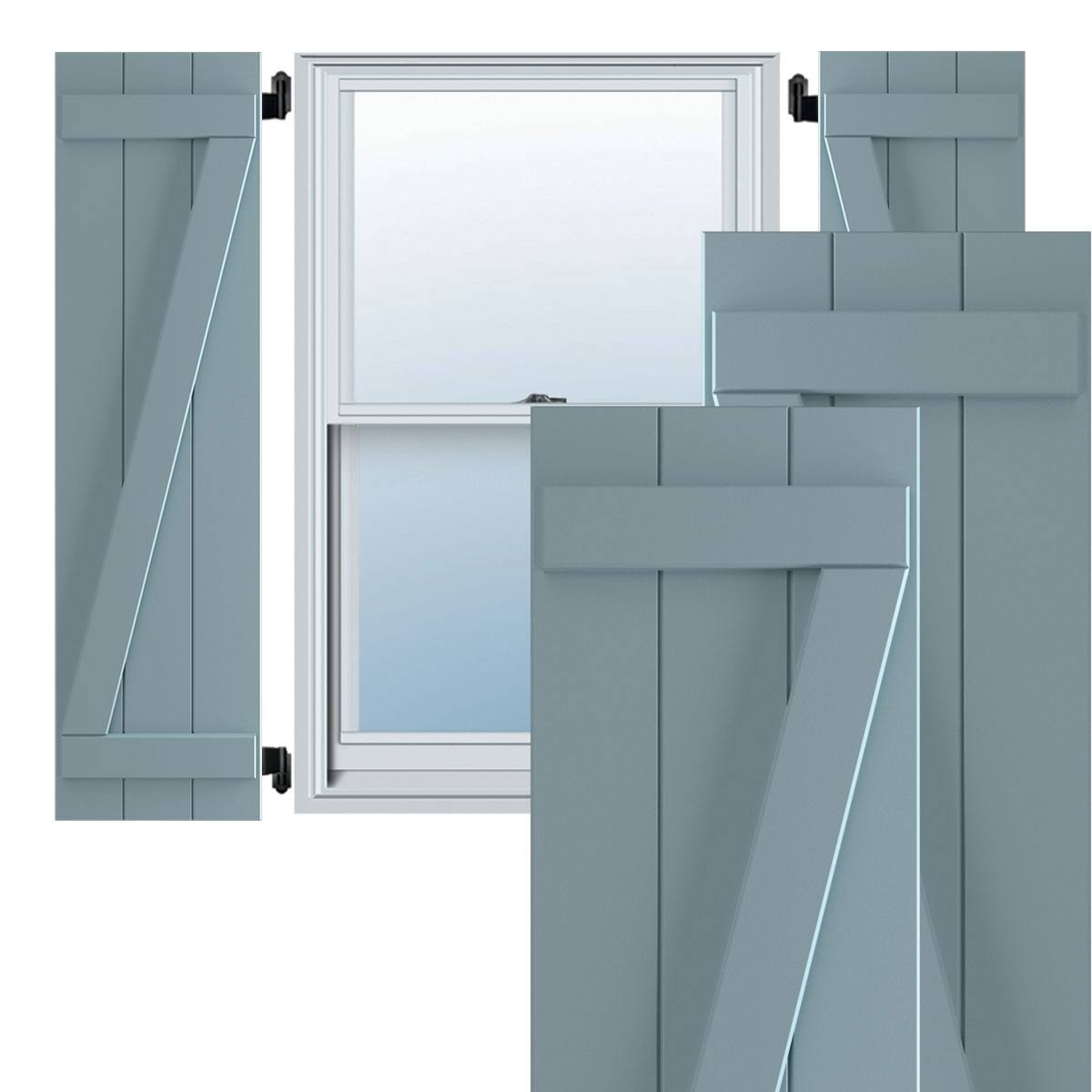 16-1/8x22 x 54x22 PVC Board and Batten Shutters, Peaceful Blue (Per Pair) H95165