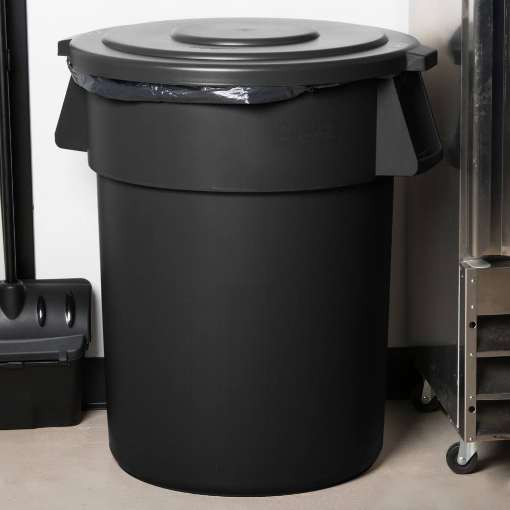 Black Flat Round Trash Can Lid K4558