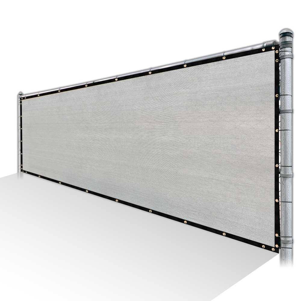 Grey Privacy Fence Screen HDPE Mesh Windscreen with Reinforced Grommets A891818