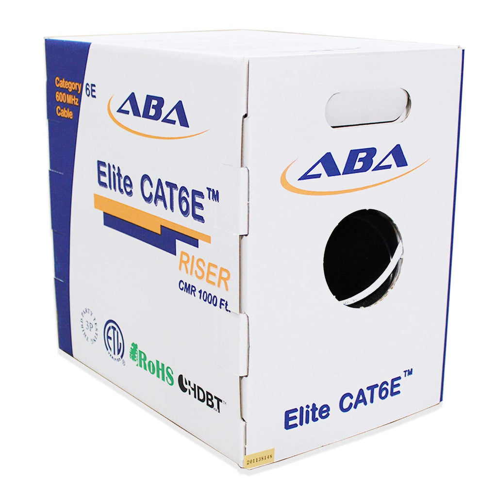 Cat6 CMR Riser Ethernet Cable 1000ft, 24AWG, Solid Bare Copper, 600MHz, Bulk LAN Cable D80193