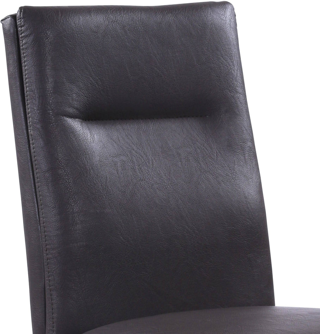 Grey Faux Leather Dining Chair with Brushed Stainless Steel Finish - Set of 2 C398