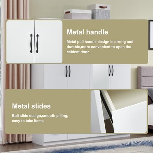 Gray Wooden Armoire Wardrobe with 3 Drawers B79210