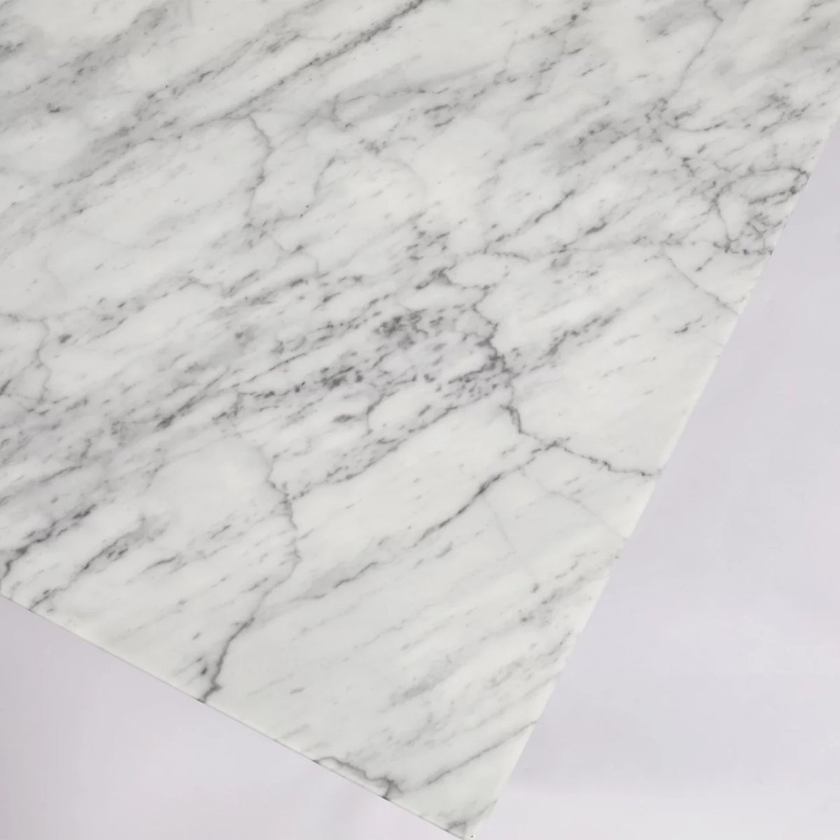 44" Rectangular White Marble Coffee Table with Solid Wood Legs I97953