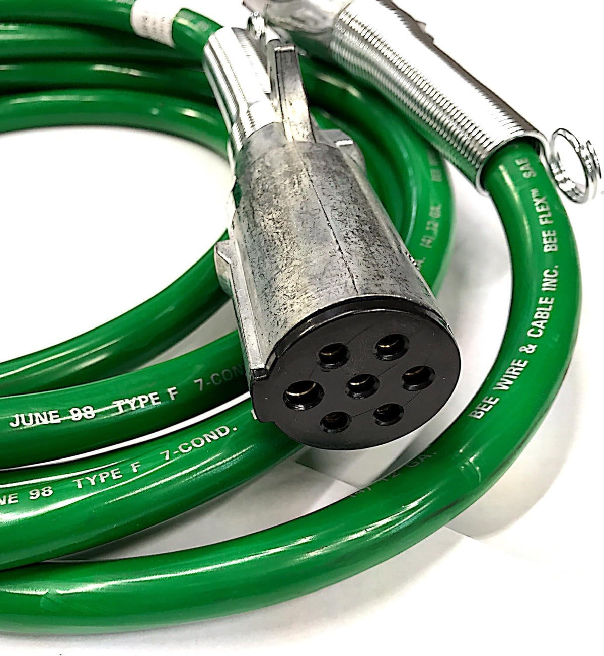 12 FT 7 Way Plug ABS Straight Cable Assembly Green Pack of 2 S944
