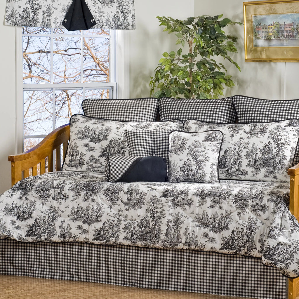 Black and White Toile 10-Piece Cotton Daybed Set L33882