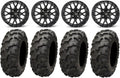 Matte Black 15 Wheels Blackwater Tires 4x137 Bolt Pattern 10mmx1.25 Lug Kit M4742