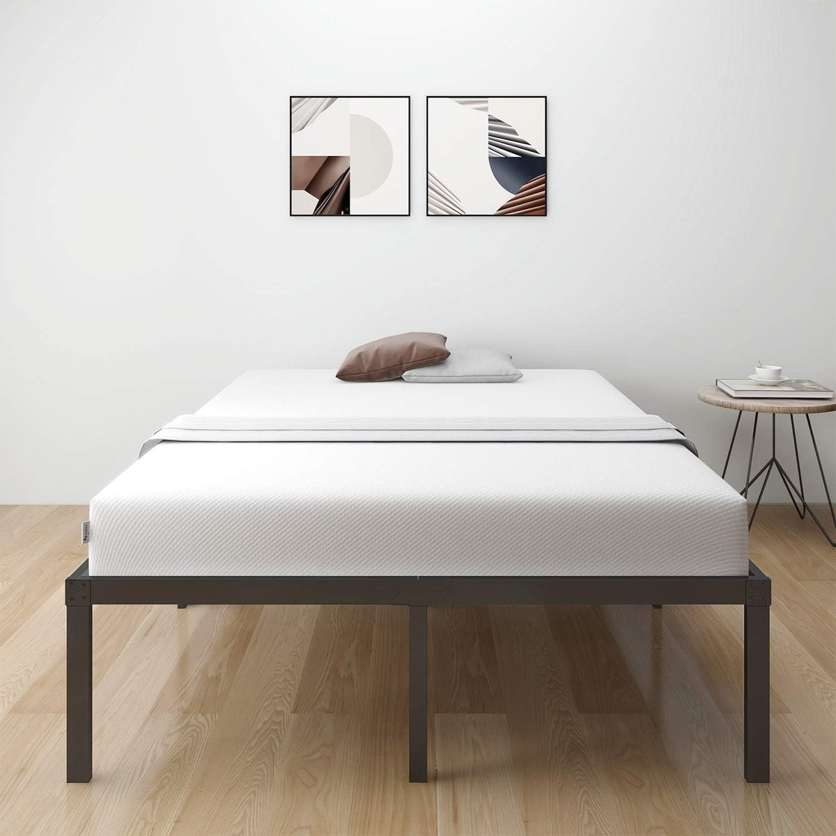18 Inch Metal Platform Bed Frame Queen Black Y200