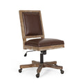 Dark Brown Faux Leather Swivel Office Chair P681