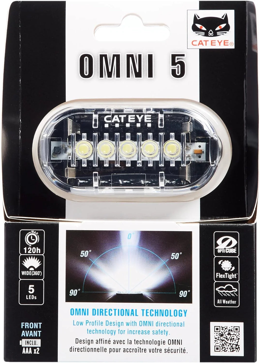 Omni 5 LED Safety Bike Light with Mount Q100