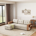 Beige L Shaped Convertible Sectional Sleeper Sofa with Storage Chaise Y4040