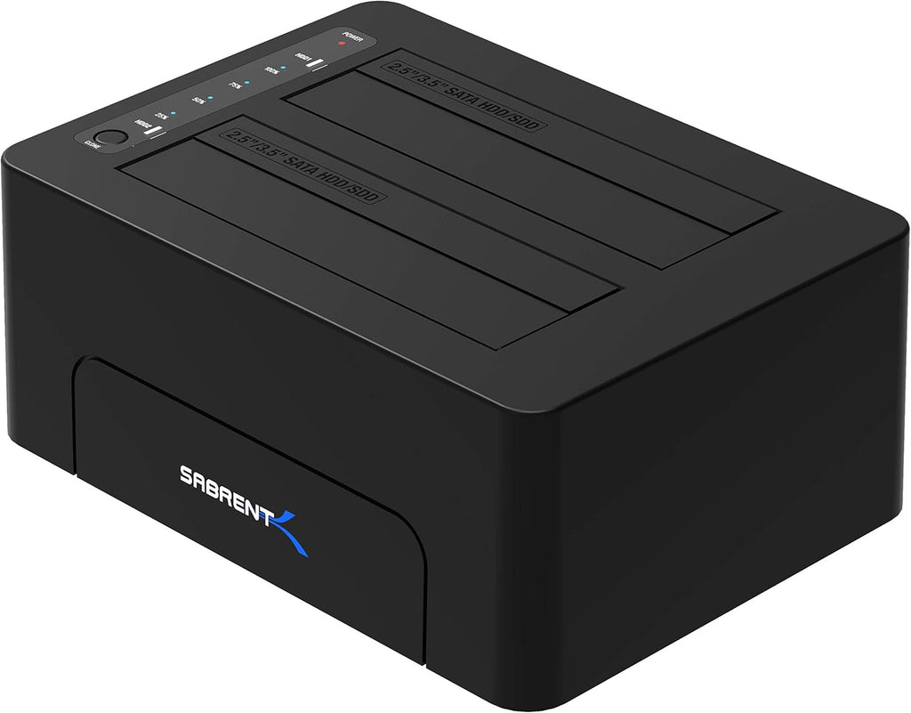 USB 3.0 to SATA Dual Bay External Hard Drive Docking Station for 2.5 or 3.5in HDD SSD with Hard Drive Duplicator Cloner Function 10TB Support Pack of 2 A1260