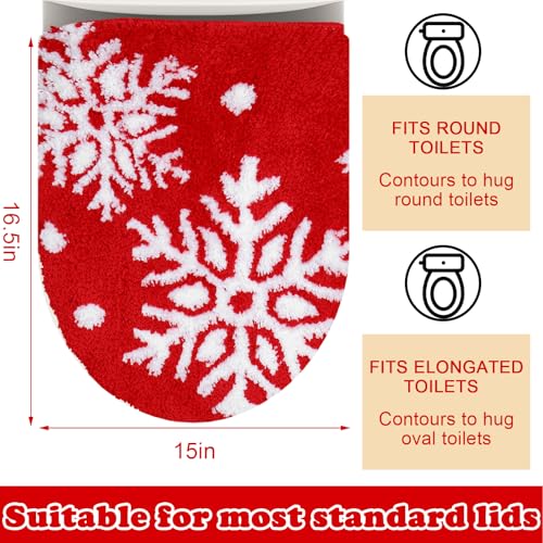 Red White Snowflake Toilet Seat Cover X209959