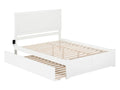 White Solid Wood Platform Bed with Footboard & Twin XL Trundle, Queen N430394