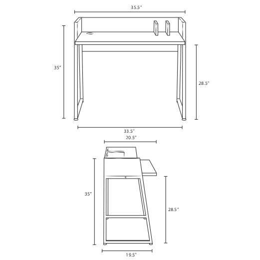 White Natural Wood Writing Desk O288736