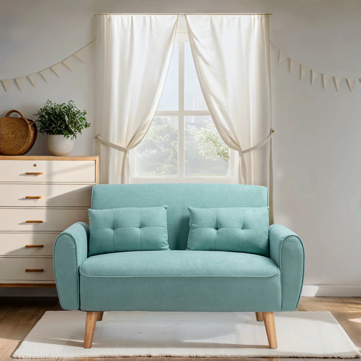 Dark Grey Fabric Upholstered 2-Seat Sofa C102