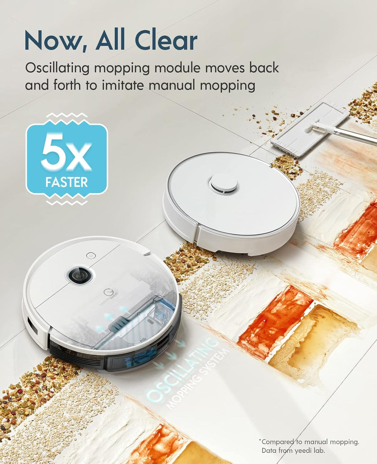Robot Vacuum and Mop Combo, 3000Pa Suction, 240mins Runtime N828258