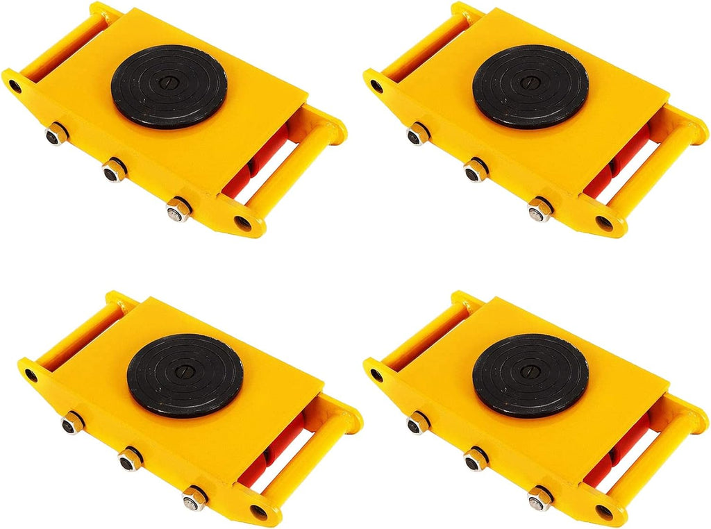 4Pcs Machinery Mover Set Machine Dolly Skate 4 Rollers 6Ton with 360° Rotate Cap X596