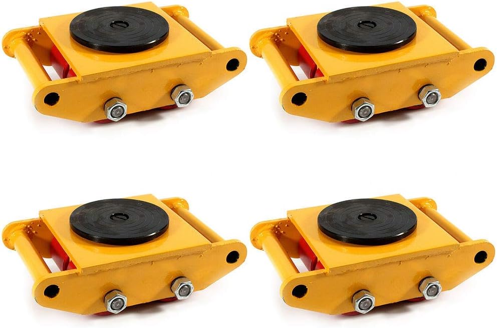 4Pcs Machinery Mover Set Machine Dolly Skate 4 Rollers 6Ton with 360° Rotate Cap X596