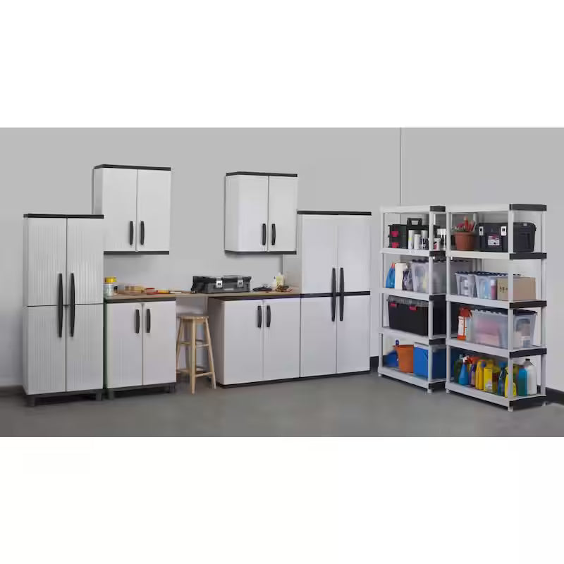 Gray Plastic Freestanding Garage Cabinet P73151