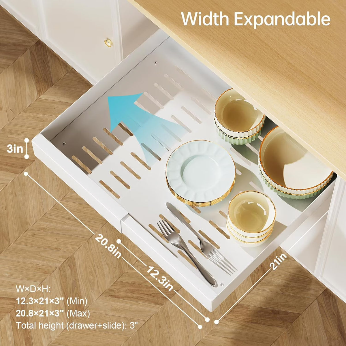 Pull Out Cabinet Organizer, 21 Deep Expandable Slide Out Drawers B513954