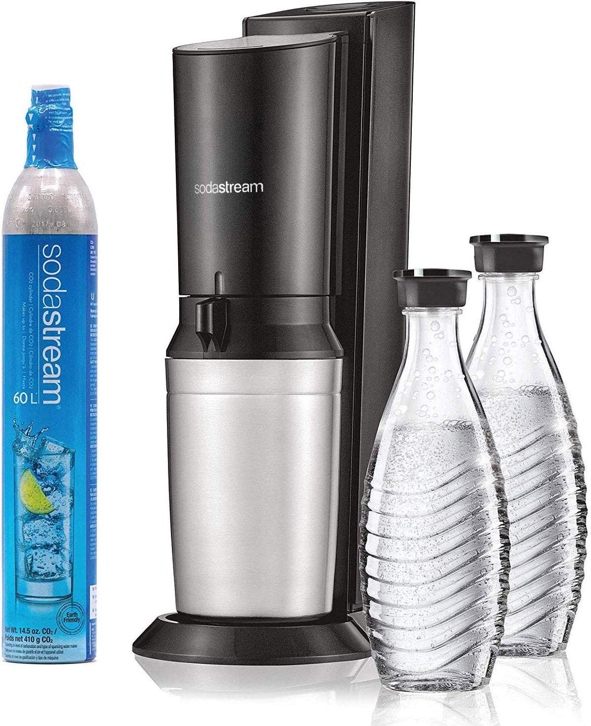 Black Sparkling Water Machine with Co2 and Glass Carafes W129590