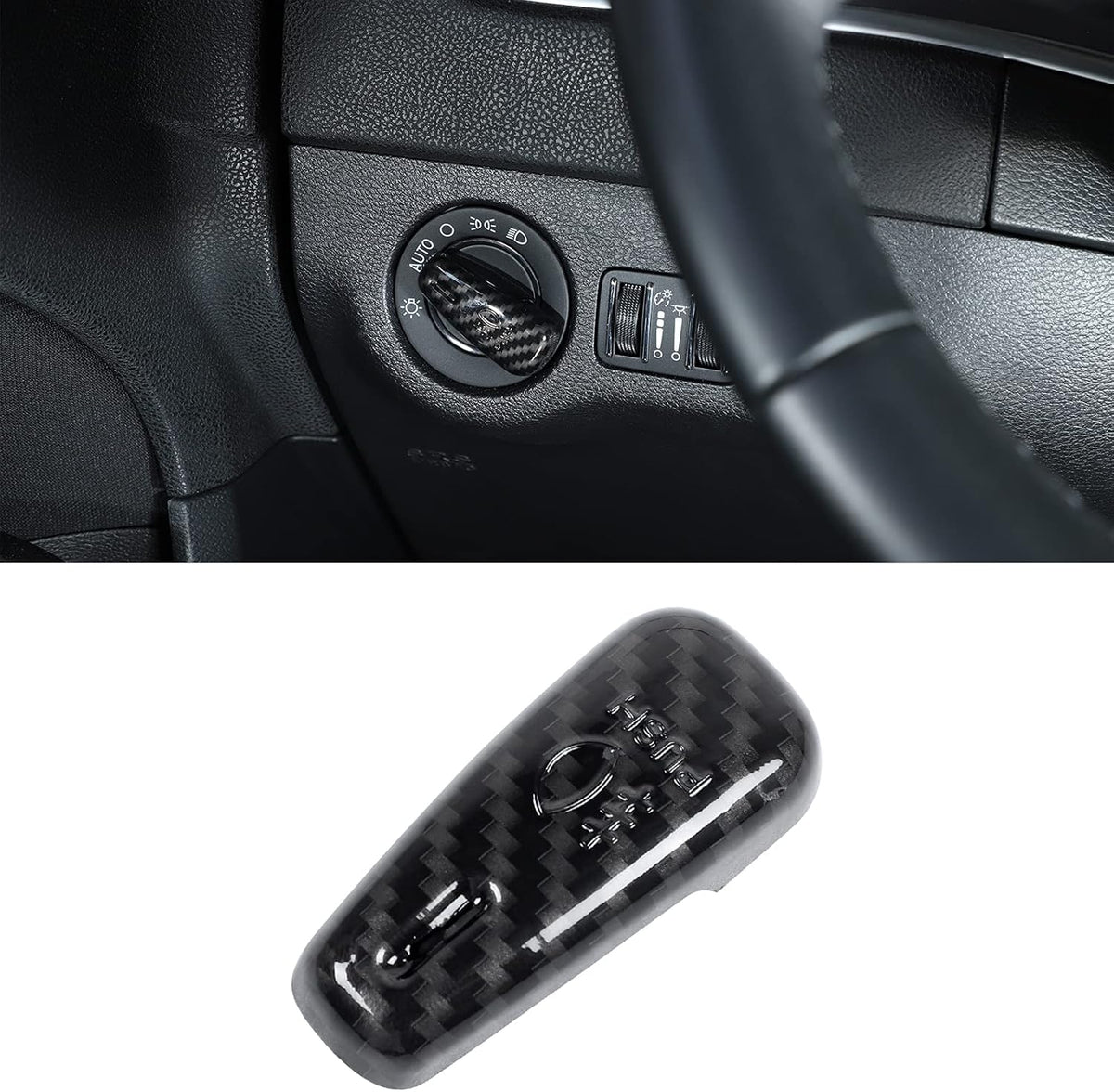 Red Carbon Fiber Headlight Control Switch Knob Cover Trim Pack of 2 C75927