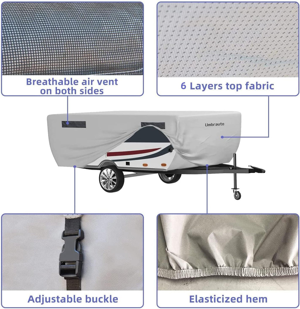 Gray Waterproof Polypropylene Pop Up Camper Cover for 12' - 14' Trailers C4885