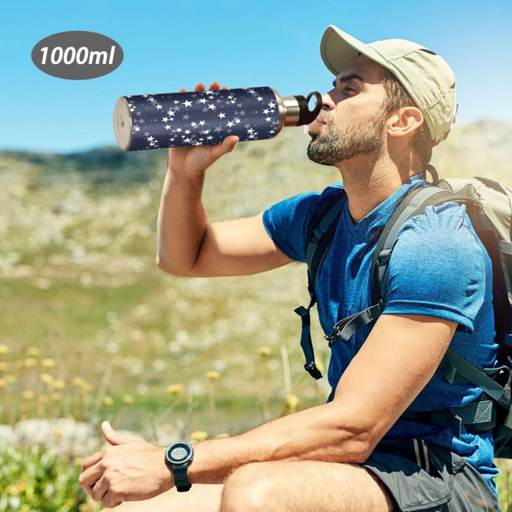 Navy Stainless Steel Insulated Water Bottle with Straw Lid Q2094