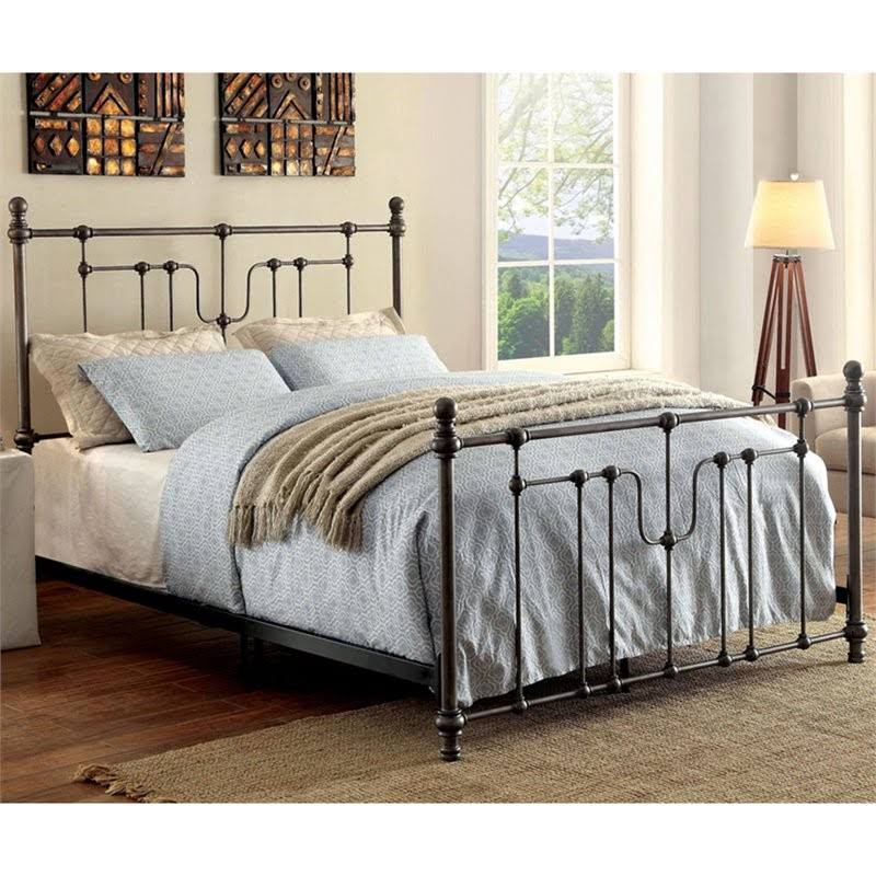 Black Metal Spindle Bed V779
