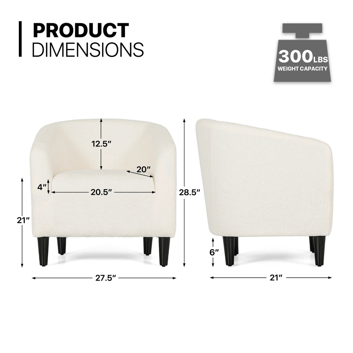 Cream Sherpa Upholstered Accent Chair C585
