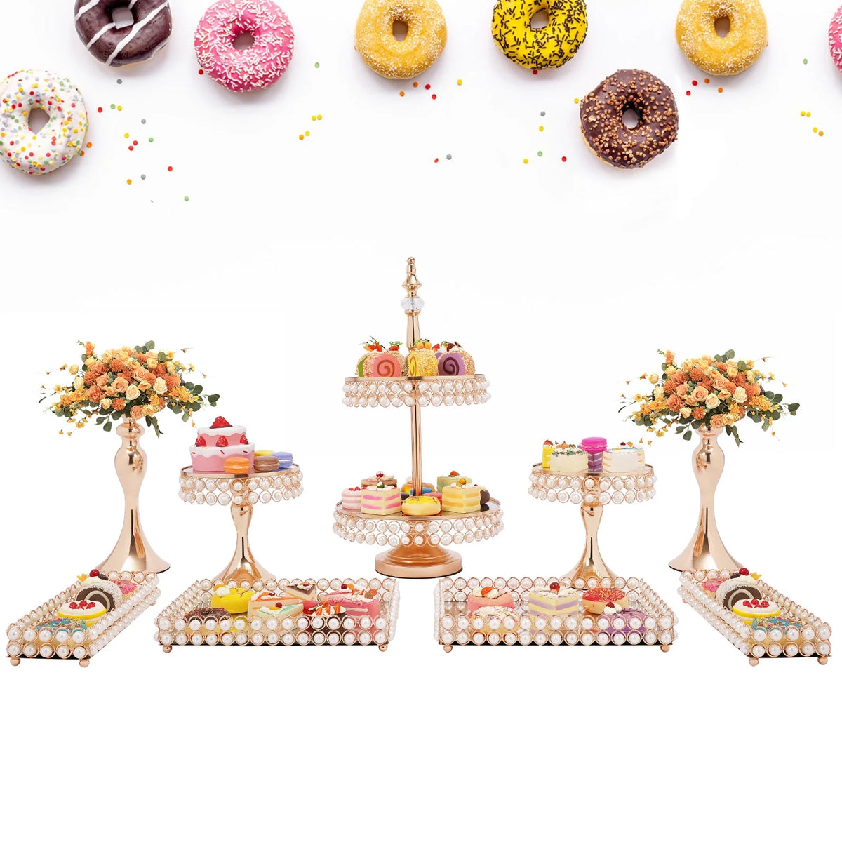 9 Pcs Acrylic Pearl Cake Stand Set C65477