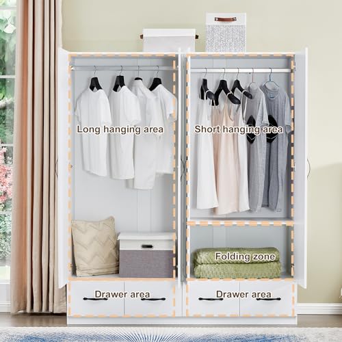 Gray Wooden Armoire Wardrobe with 3 Drawers B79210