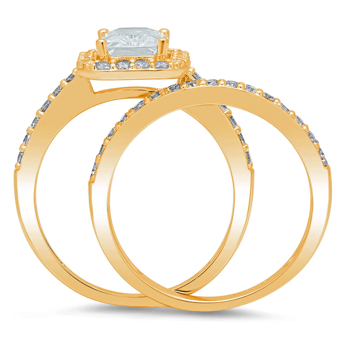 18K Yellow Gold Halo Engagement Ring Set U835