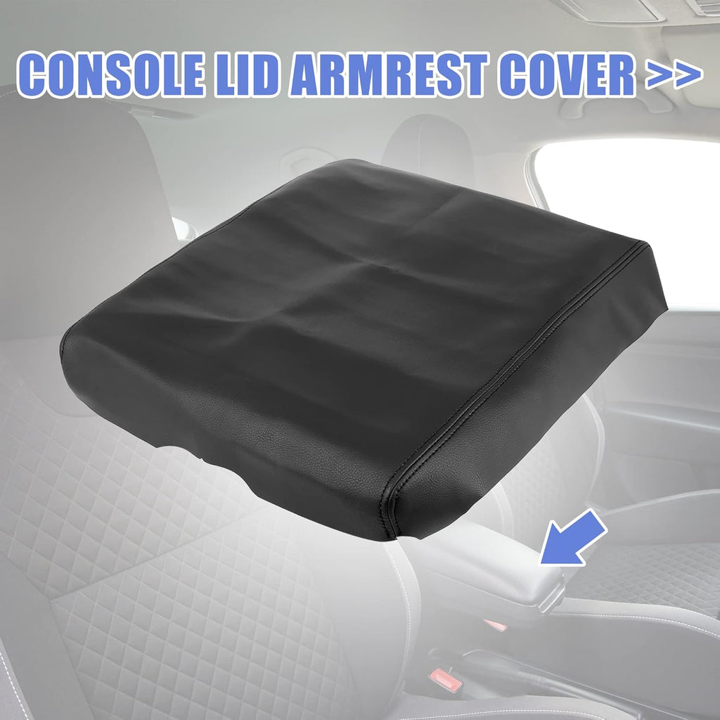 Black Microfiber Leather Center Console Lid Cover Protector E47014