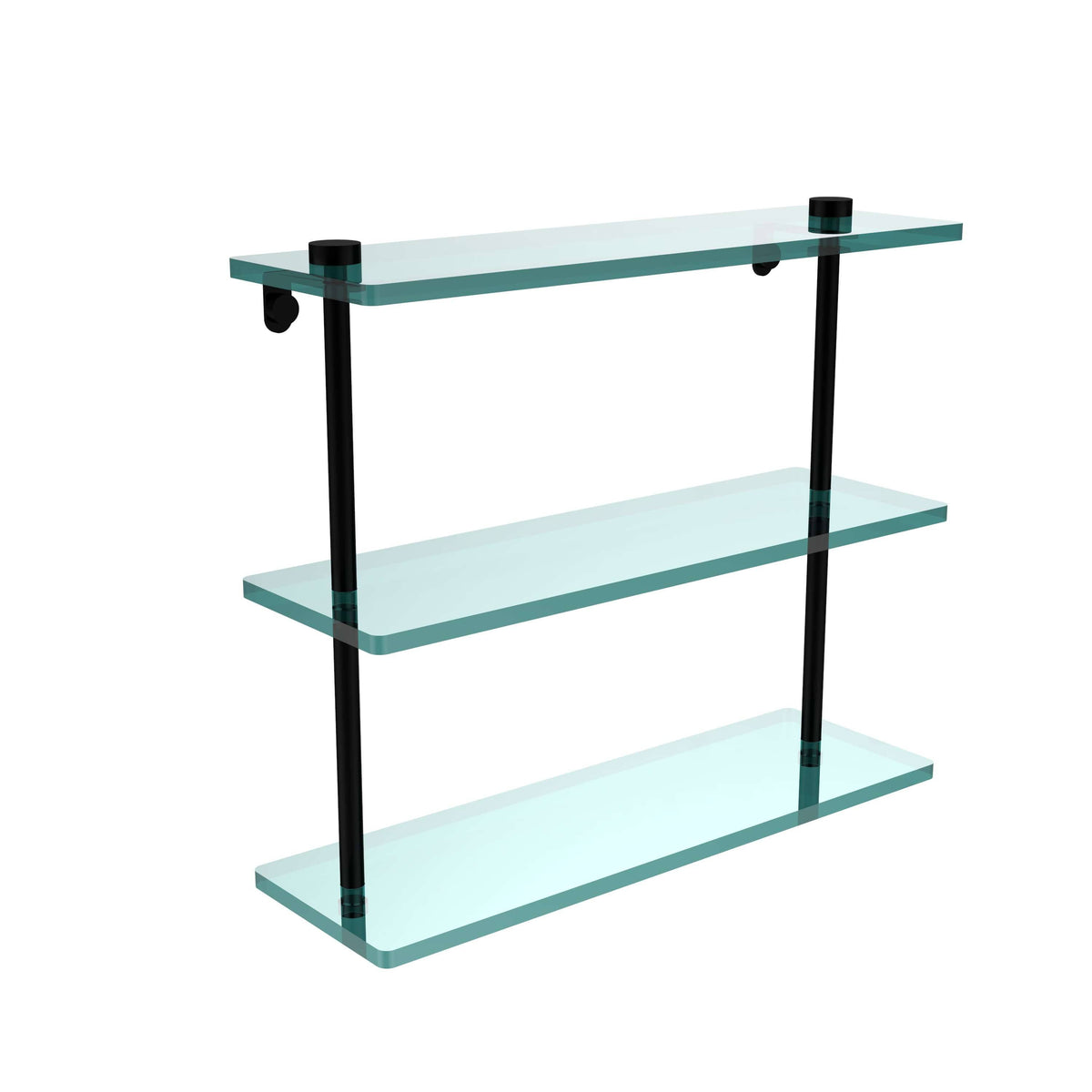 16" Triple Tiered Glass Shelf Matte Black J701
