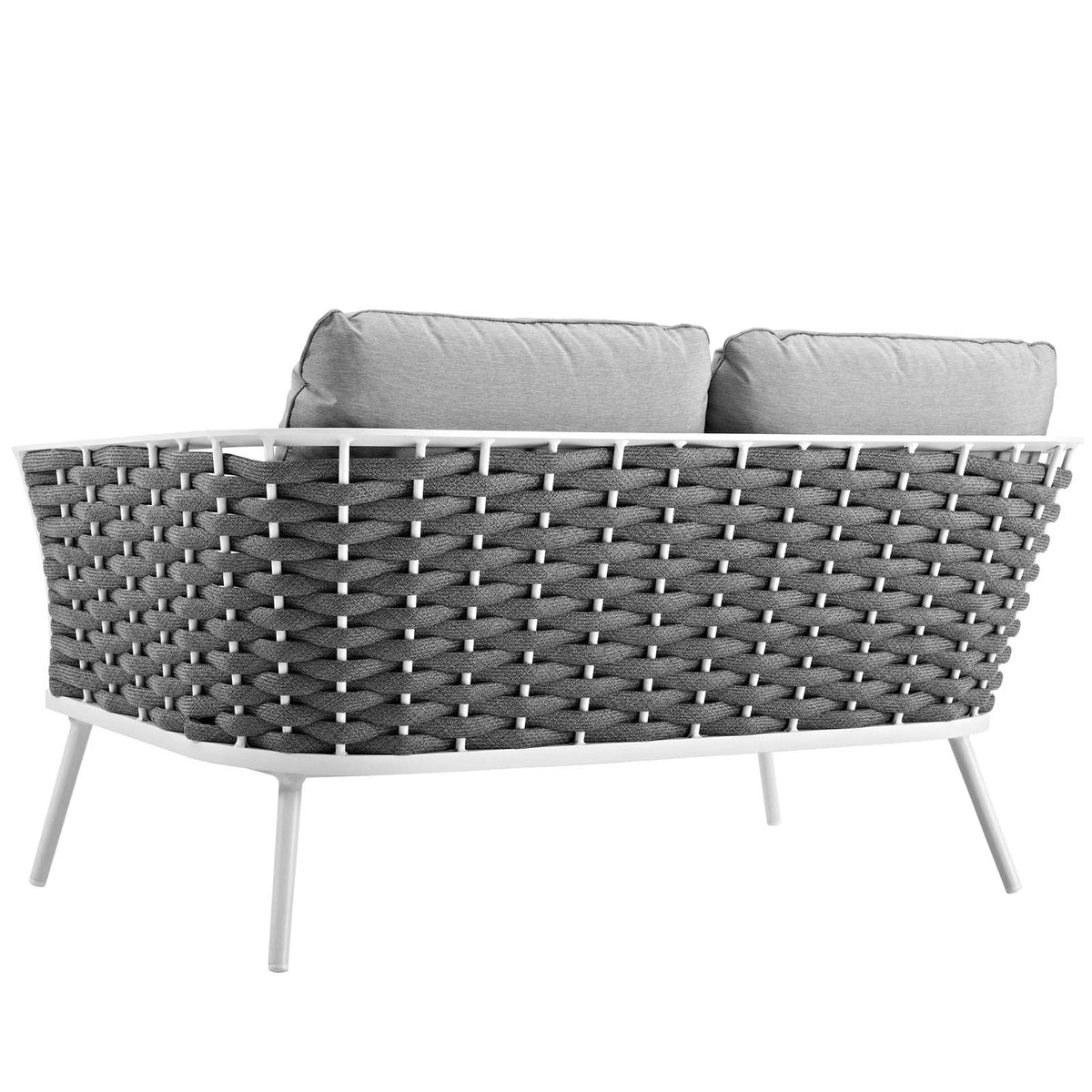 White Grey Aluminum Outdoor Loveseat Sofa D21578