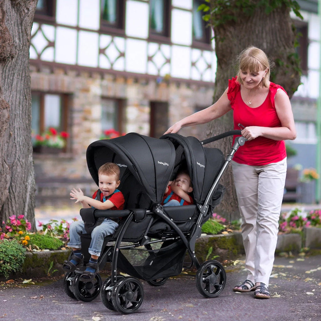 Foldable Lightweight Double Stroller Black T89124