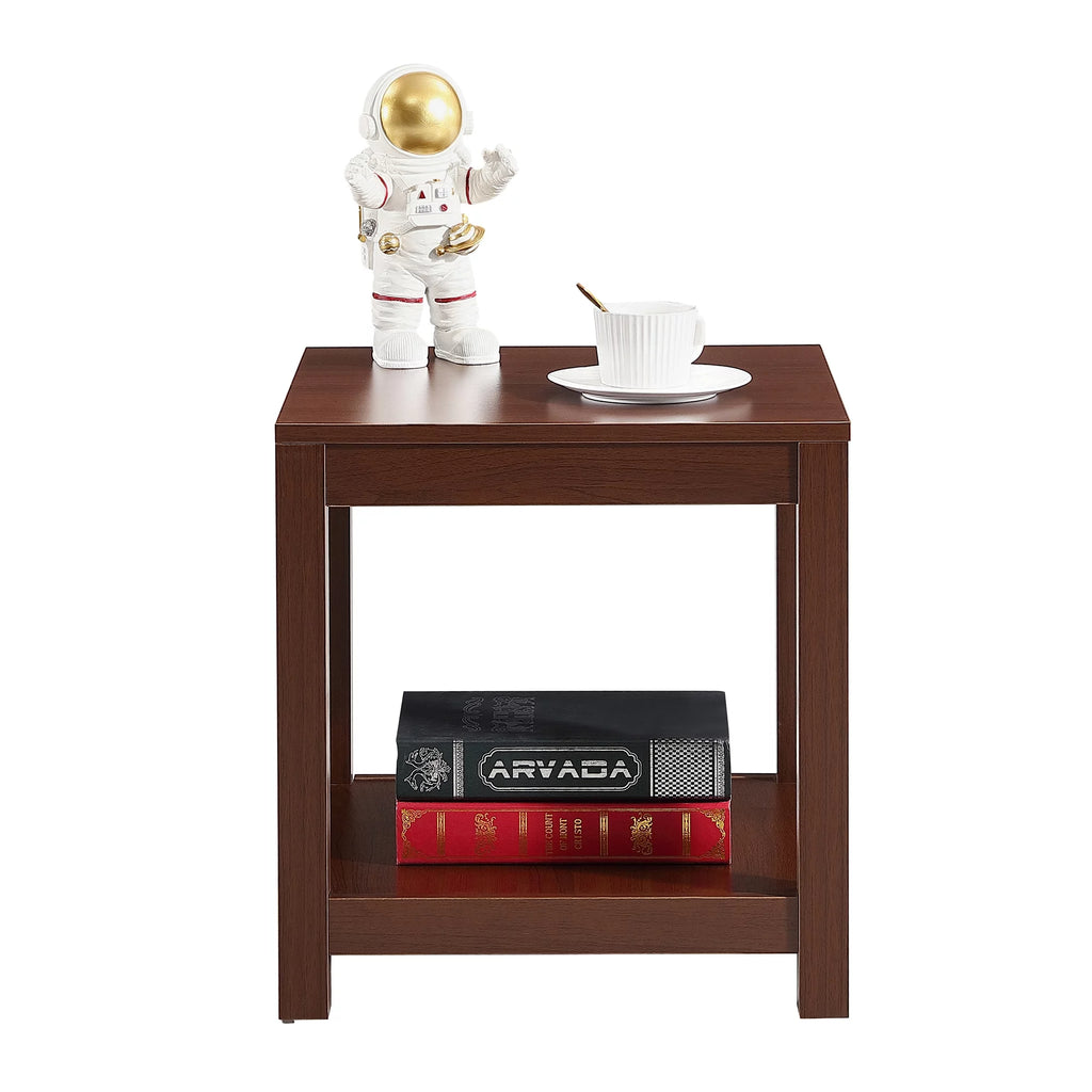 Brown 2-Tier Side Table with Storage Shelf D2120