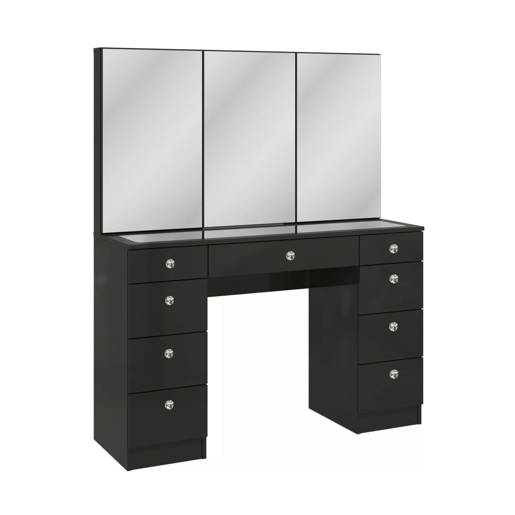 Black Painted Vanity Table with Crystal Knobs S32098