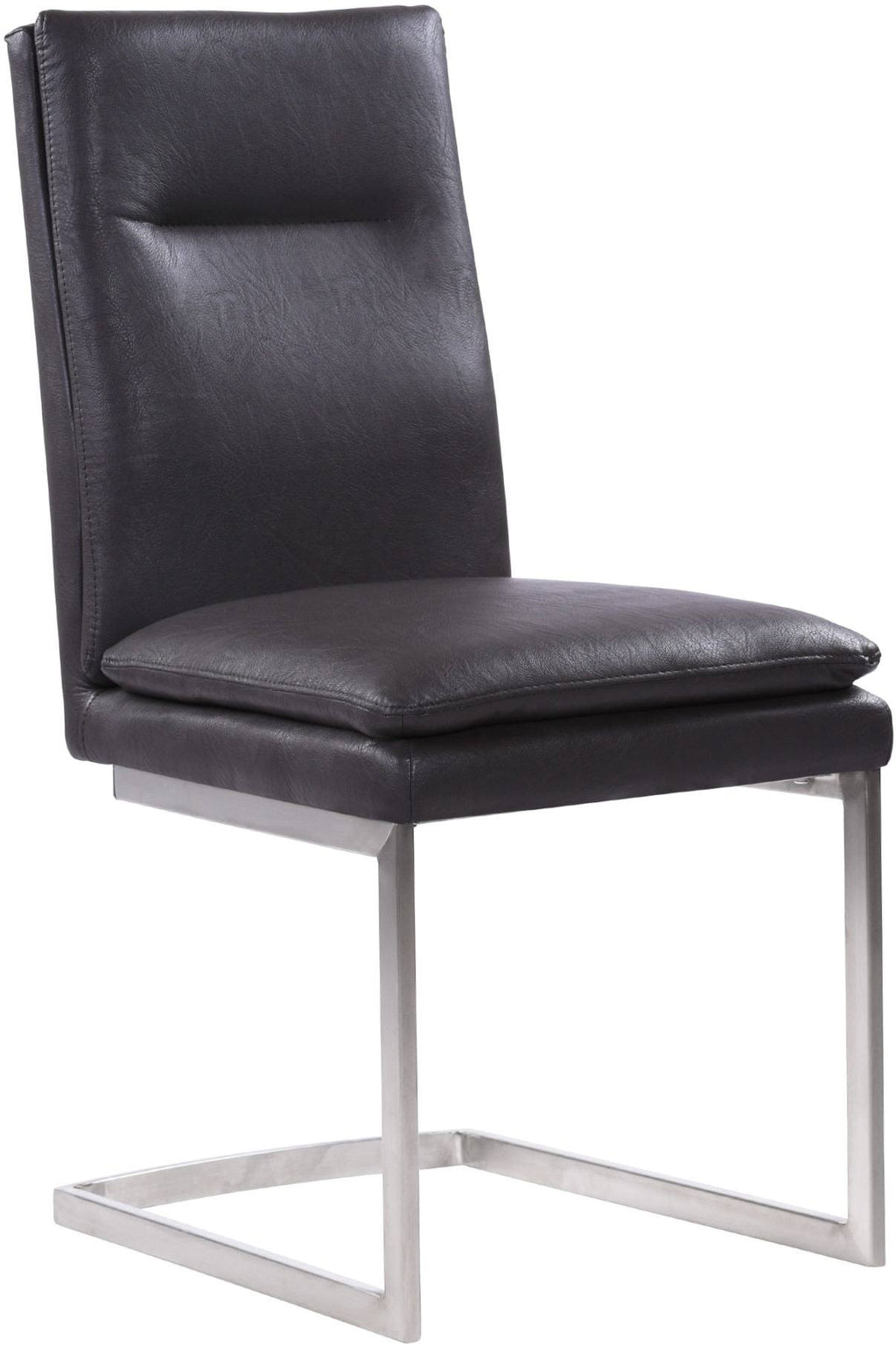 Grey Faux Leather Dining Chair with Brushed Stainless Steel Finish - Set of 2 C398