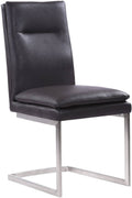Grey Faux Leather Dining Chair with Brushed Stainless Steel Finish - Set of 2 C398
