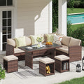 7 Pieces PE Rattan Wicker Patio Sofa Set I839