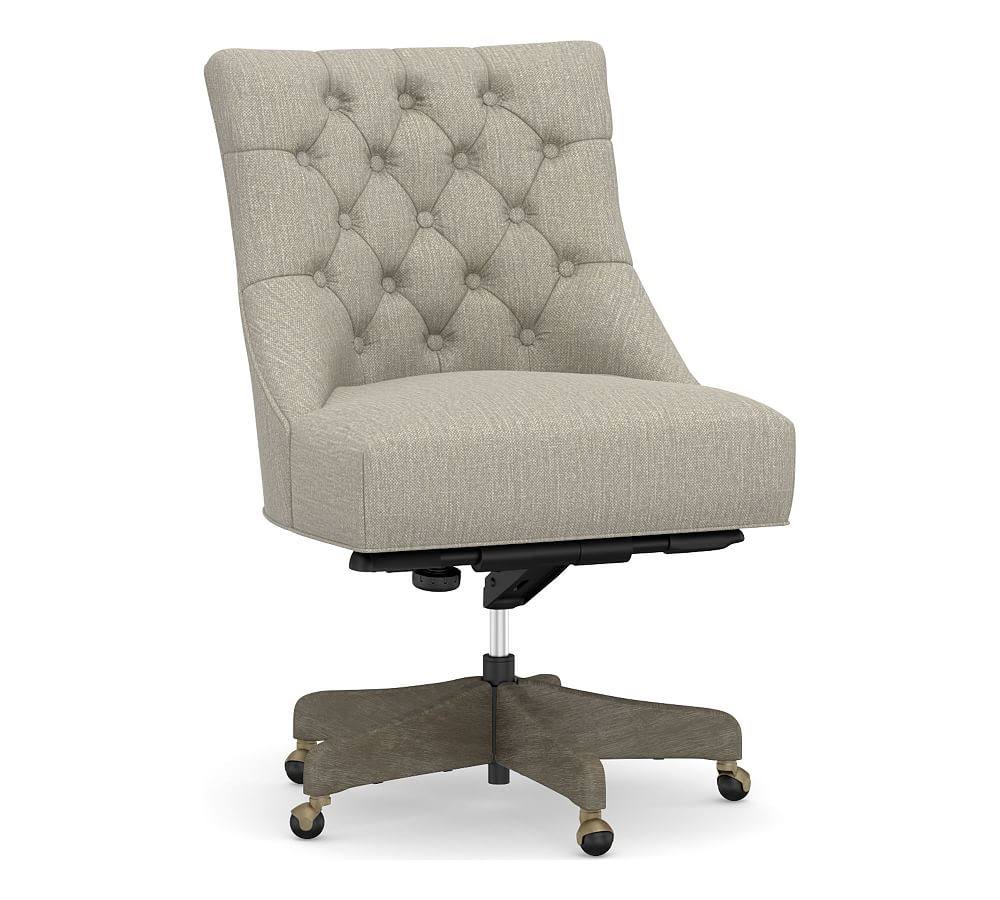 Gray Wash Chenille Basketweave Swivel Desk Chair K88579