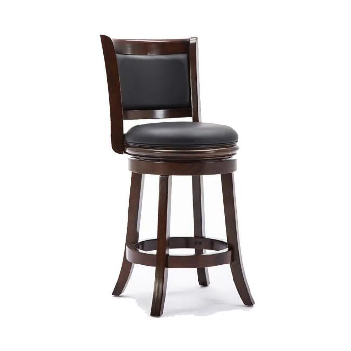 Round Wooden Swivel Counter Stool with Padded Seat & Back B3306